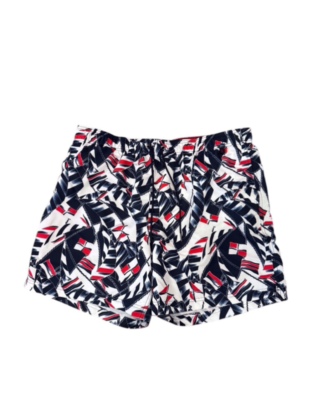 Men's Lands' End Swim Trunks XL White Navy Red